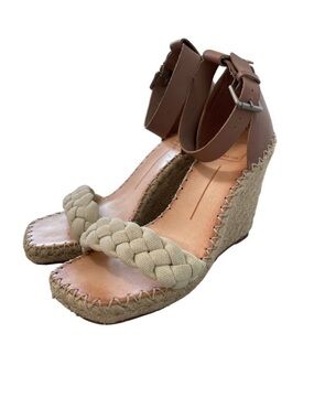 Dolce Vita Nilton Espadrille Wedge Sandals Size 8.5 Open Toe Cafe Ivory Neutral